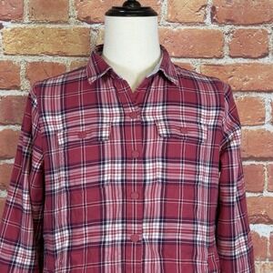 LL Bean Mens Fleece Lined Flannel Shirt Jacket Red Plaid‎ Traditional Fit S-REG